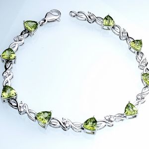 Peridot Genuine sterling silver women's bracelet